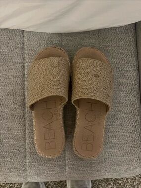 Matisse Beige Woven Slide Sandals